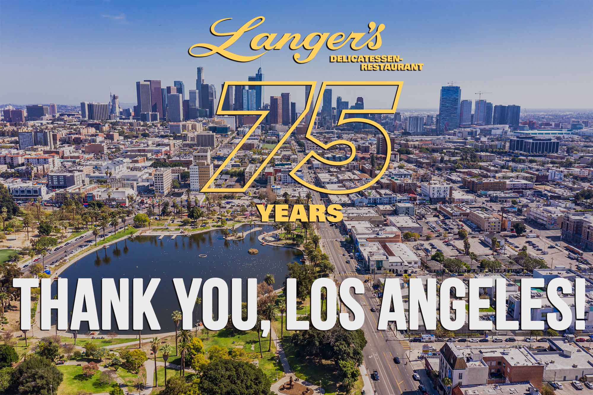 Langer's Deli 75th Anniversary LA skyline image